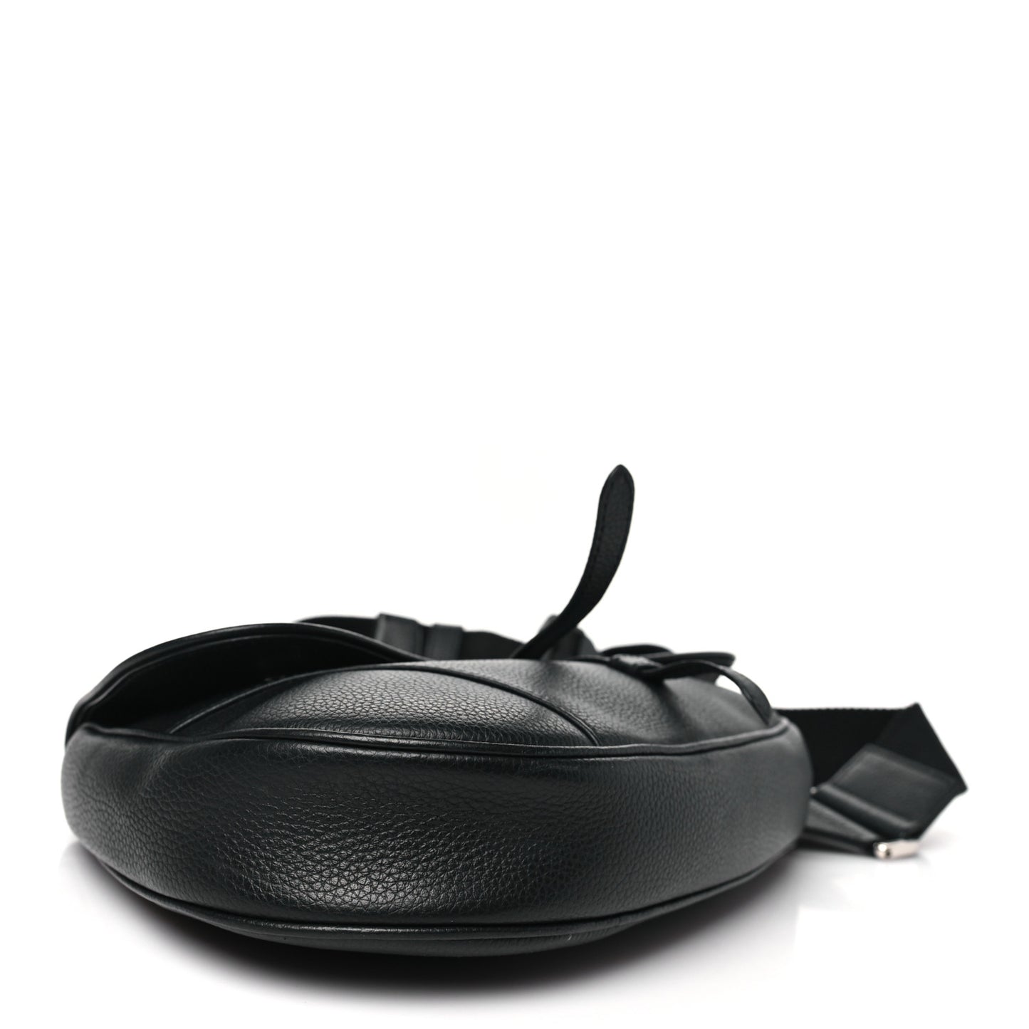 Grained Calfskin Mens Saddle Bag Black