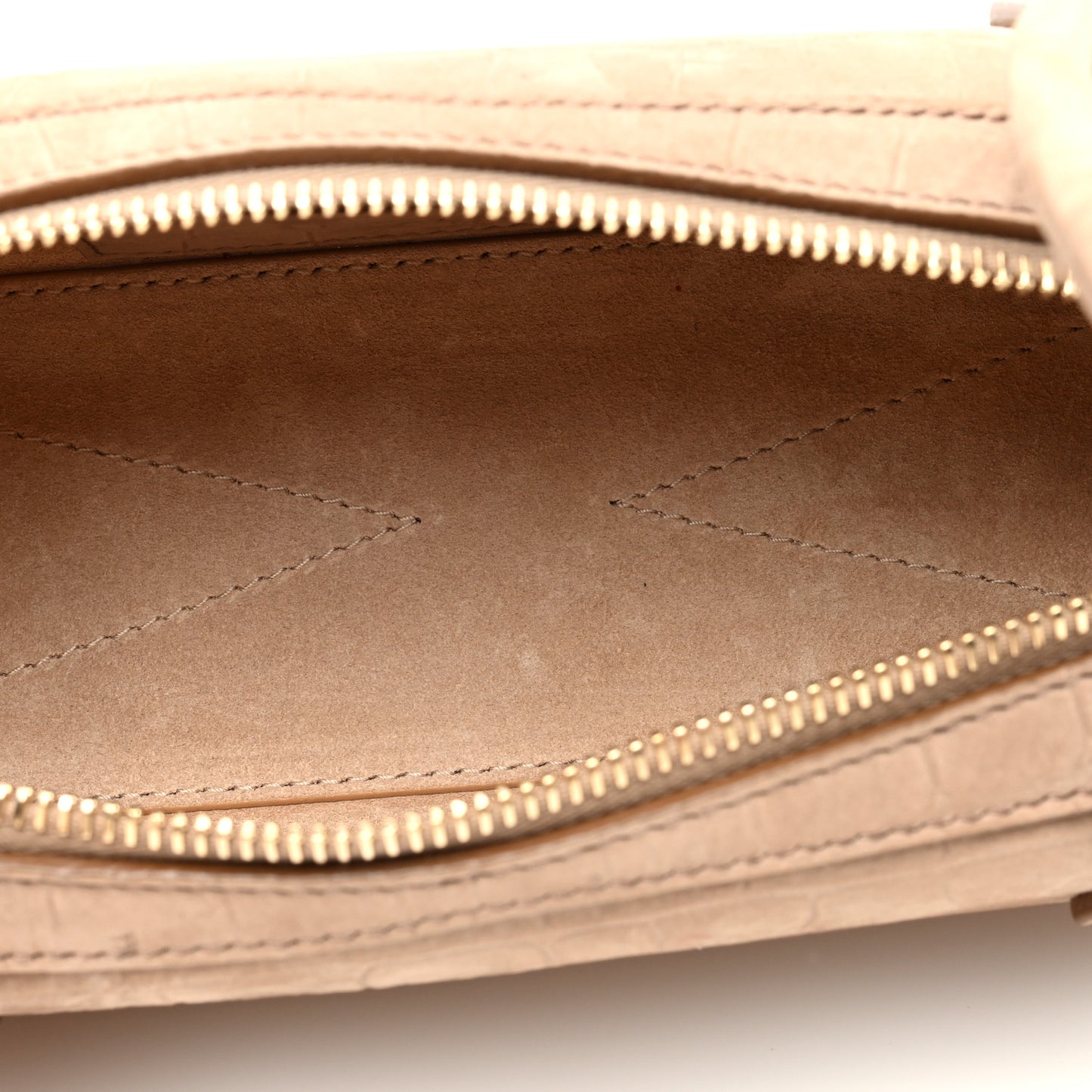 Nubuck Crocodile Embossed Small Le Teckel Bag Grege