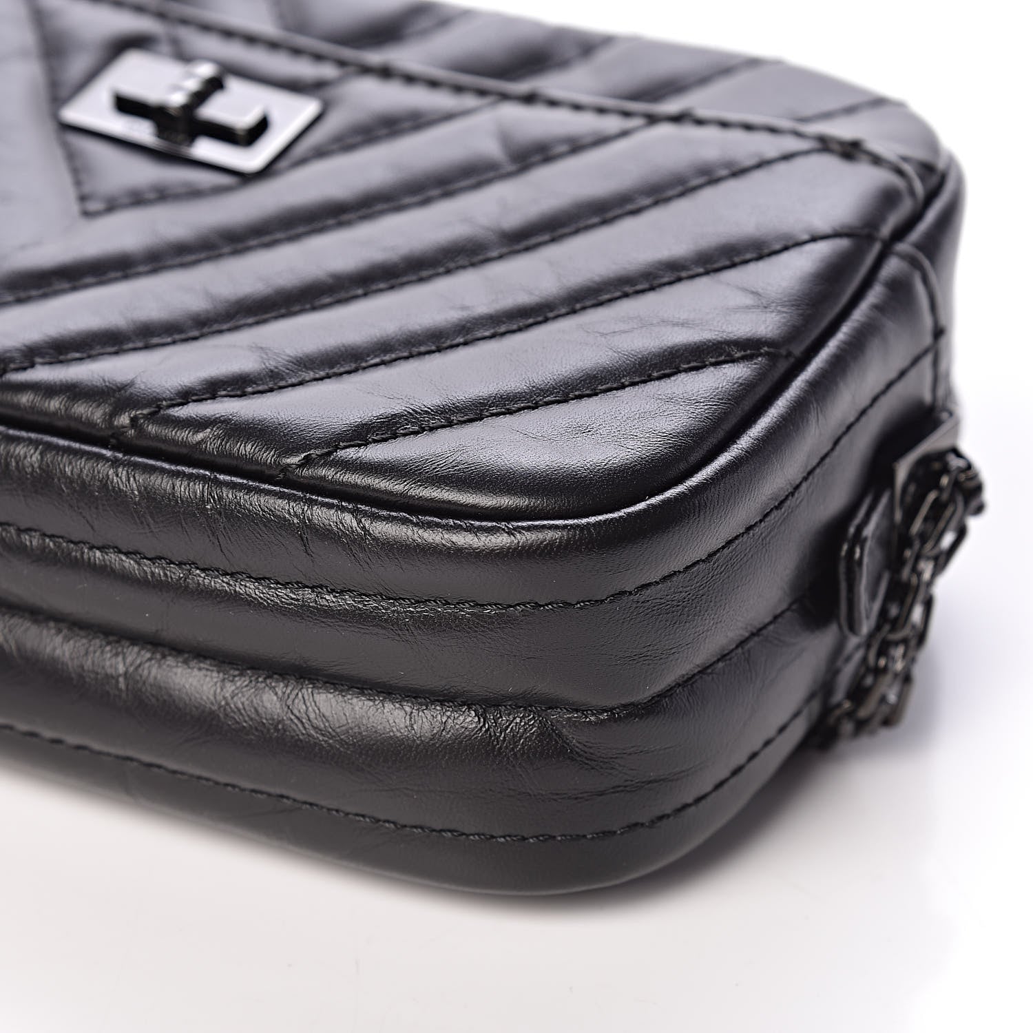 Chanel Aged Calfskin Chevron Mini Reissue Camera Case So Black 10 of 11