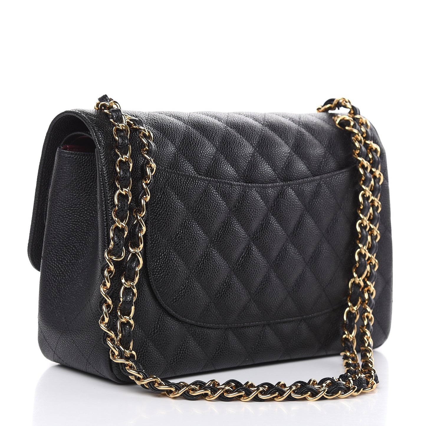 Caviar Quilted Jumbo Double Flap Black