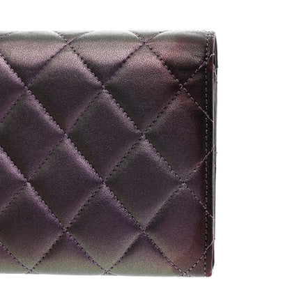 Chanel Iridescent Lambskin Quilted Large Gusset Flap Wallet Purple 9 of 10