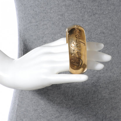 Chanel Wide Metal L'Elegance French Quote Bangle Gold 2 of 5