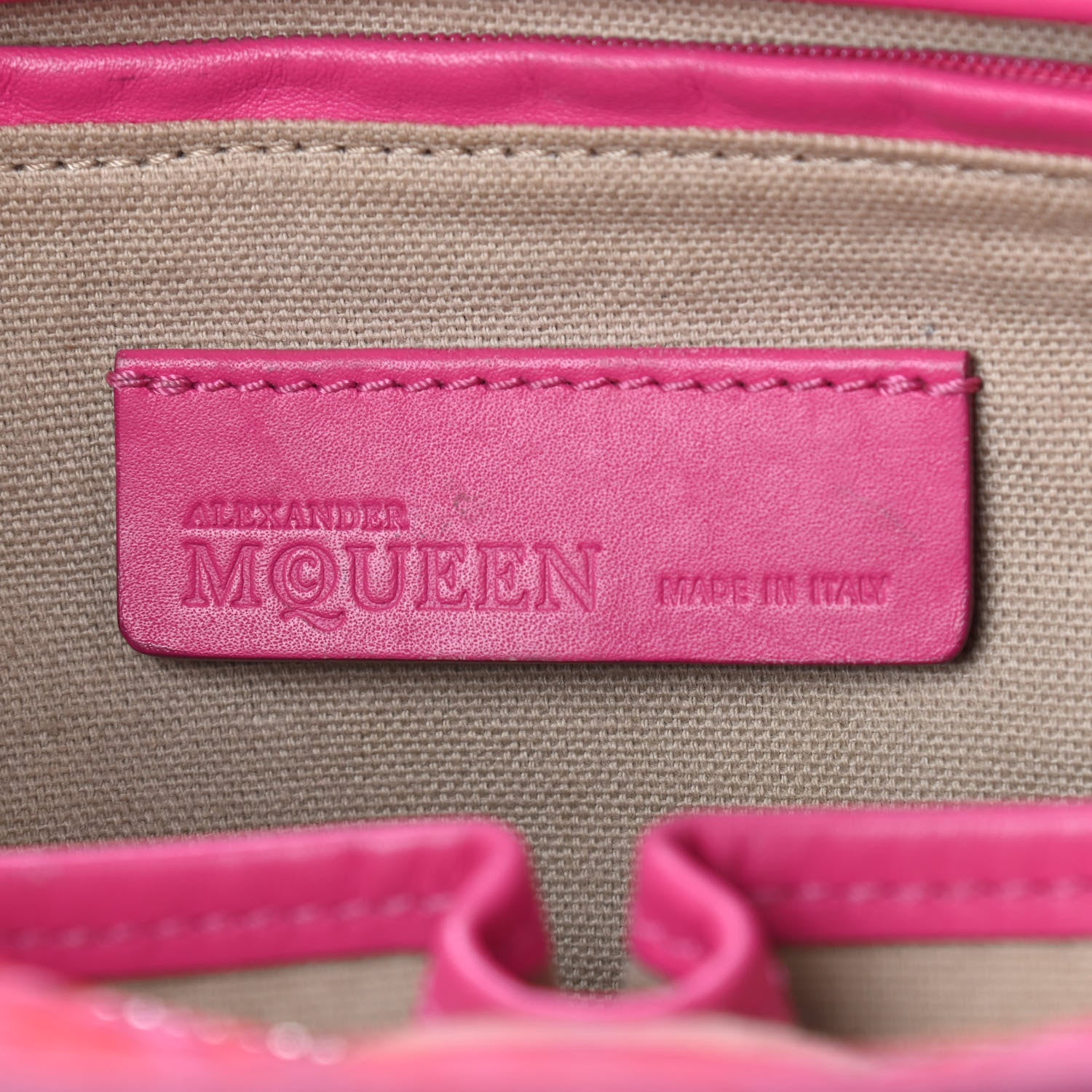 Alexander McQueen Calfskin Leopard Print Small Skull Padlock Zip Around Tote Pink 5 of 8