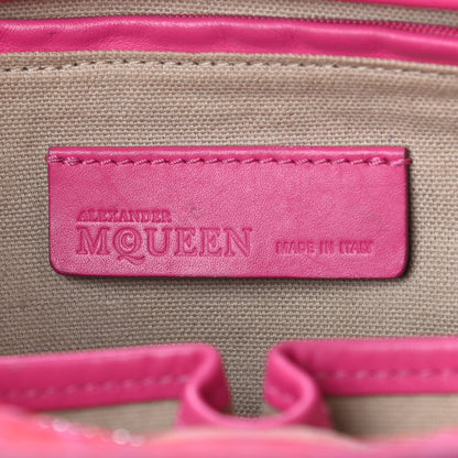 Alexander McQueen Calfskin Leopard Print Small Skull Padlock Zip Around Tote Pink 5 of 8
