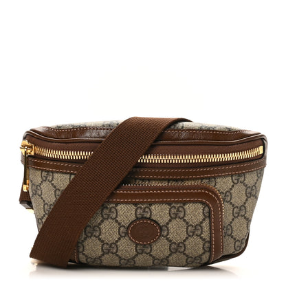 Gucci GG Supreme Monogram Textured Calfskin Retro Interlocking G Belt Bag Beige Ebony Brown Sugar 1 of 10