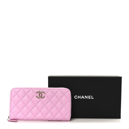 Chanel Caviar Quilted Perforated CC Long Zipped Wallet Pink 10 of 10