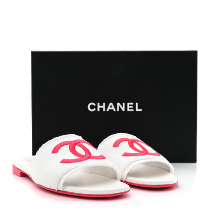 Chanel Jersey Knit CC Mules 39 White Fuchsia 10 of 10