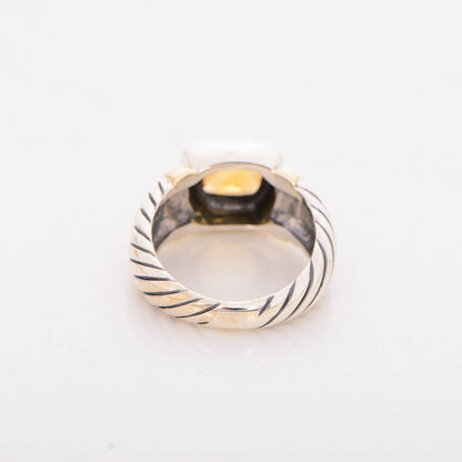 David Yurman Sterling Silver 14K Yellow Gold Citrine 7mm Noblesse Ring 54 7 3 of 4