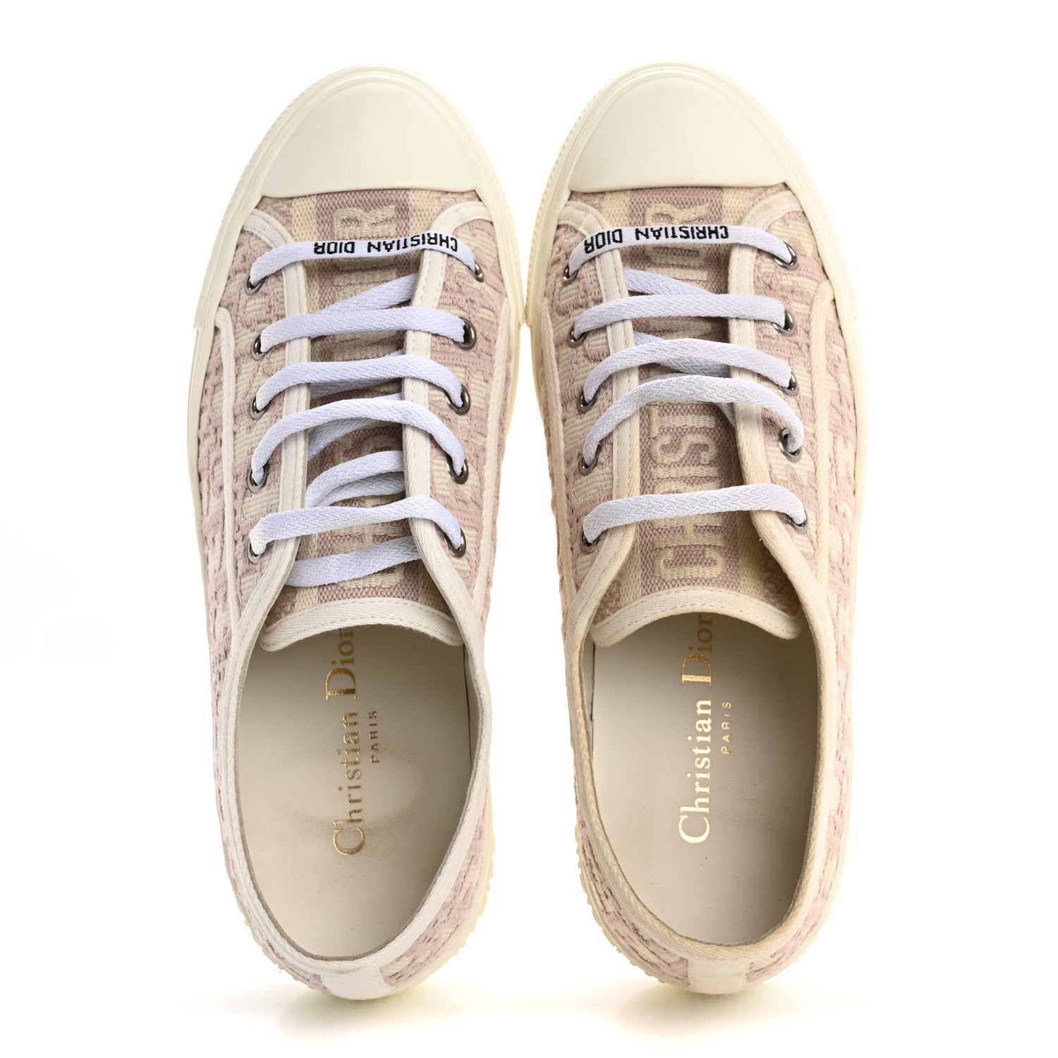 Christian Dior Canvas Oblique Walk'N'Dior  Low Top Sneakers 38.5 Powder Nude 2 of 11