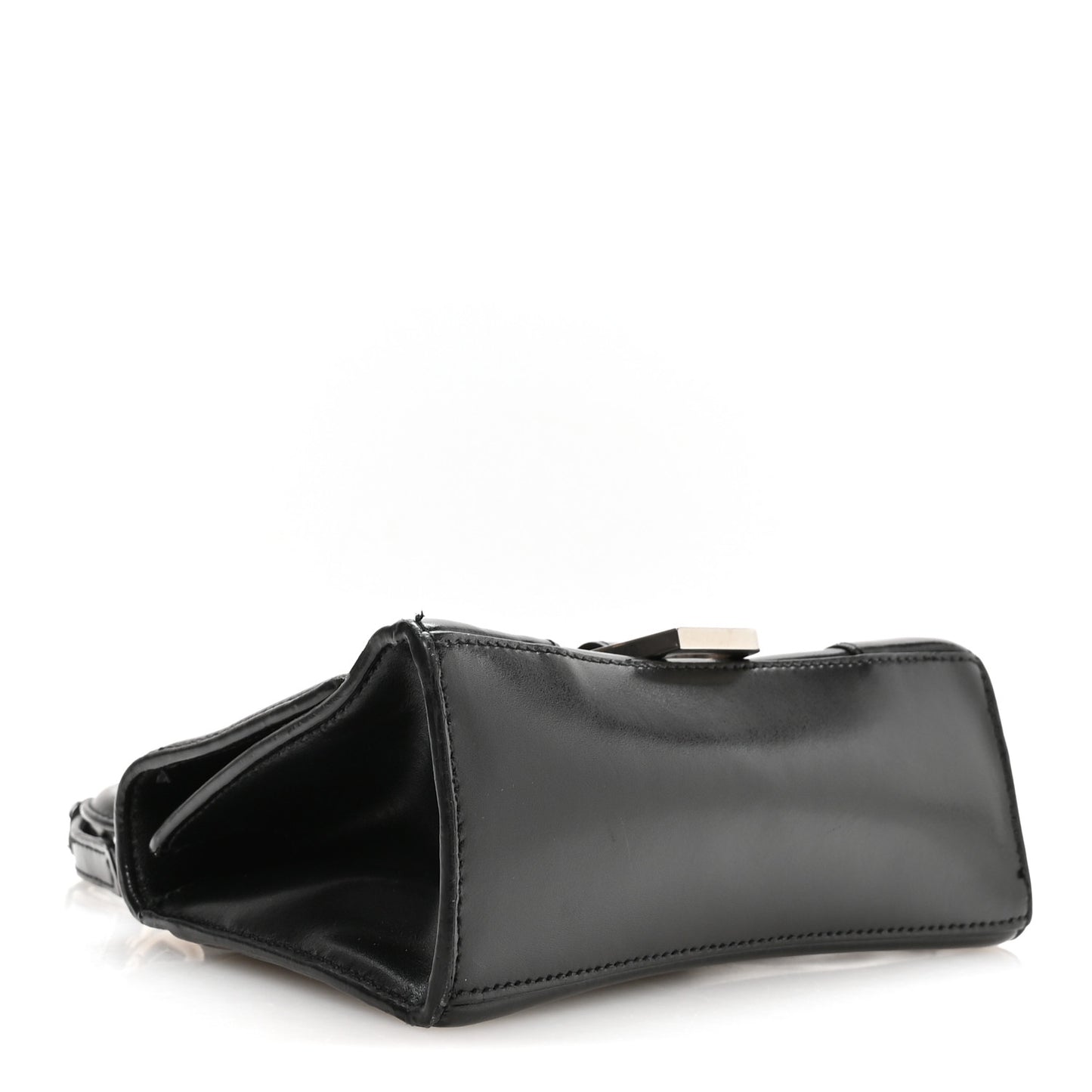 Box Calfskin Graffiti Logo Hourglass Top Handle Bag XS Black Silver