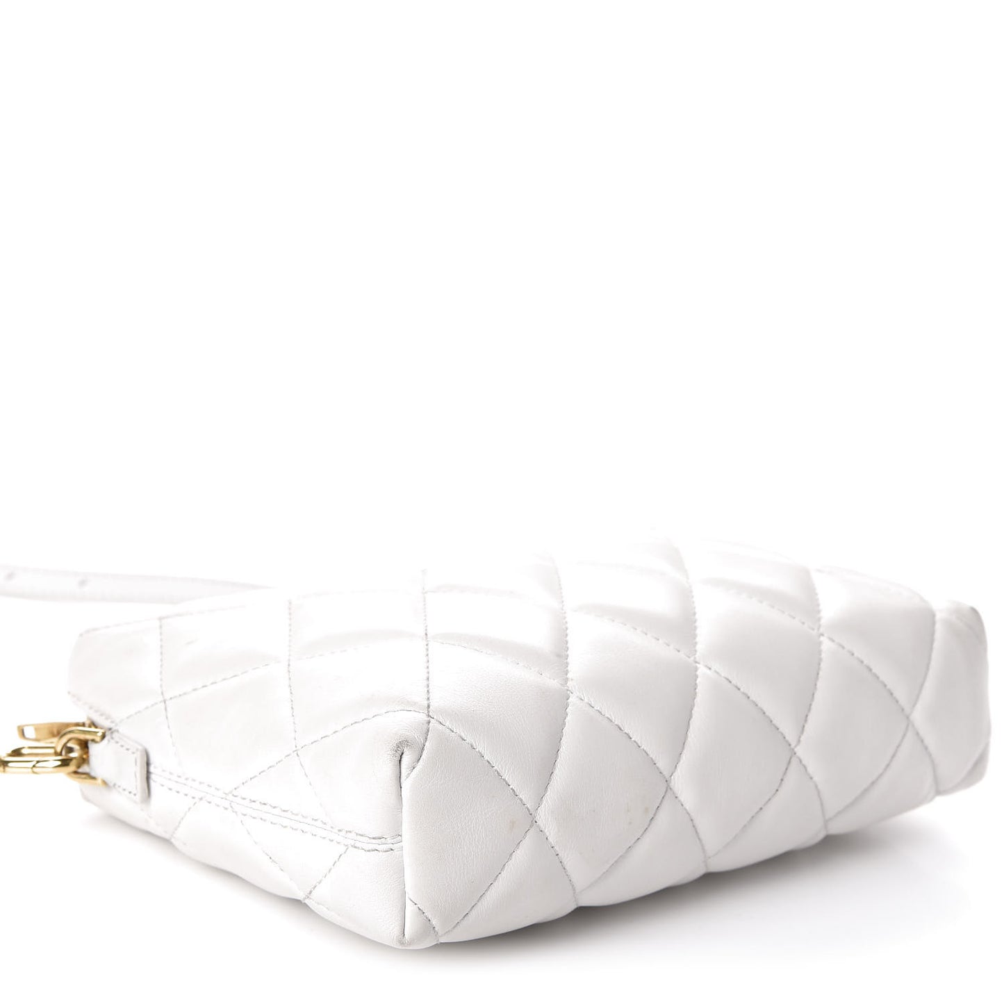 Nappa Calfskin Quilted Touch B Camera Shoulder Bag White