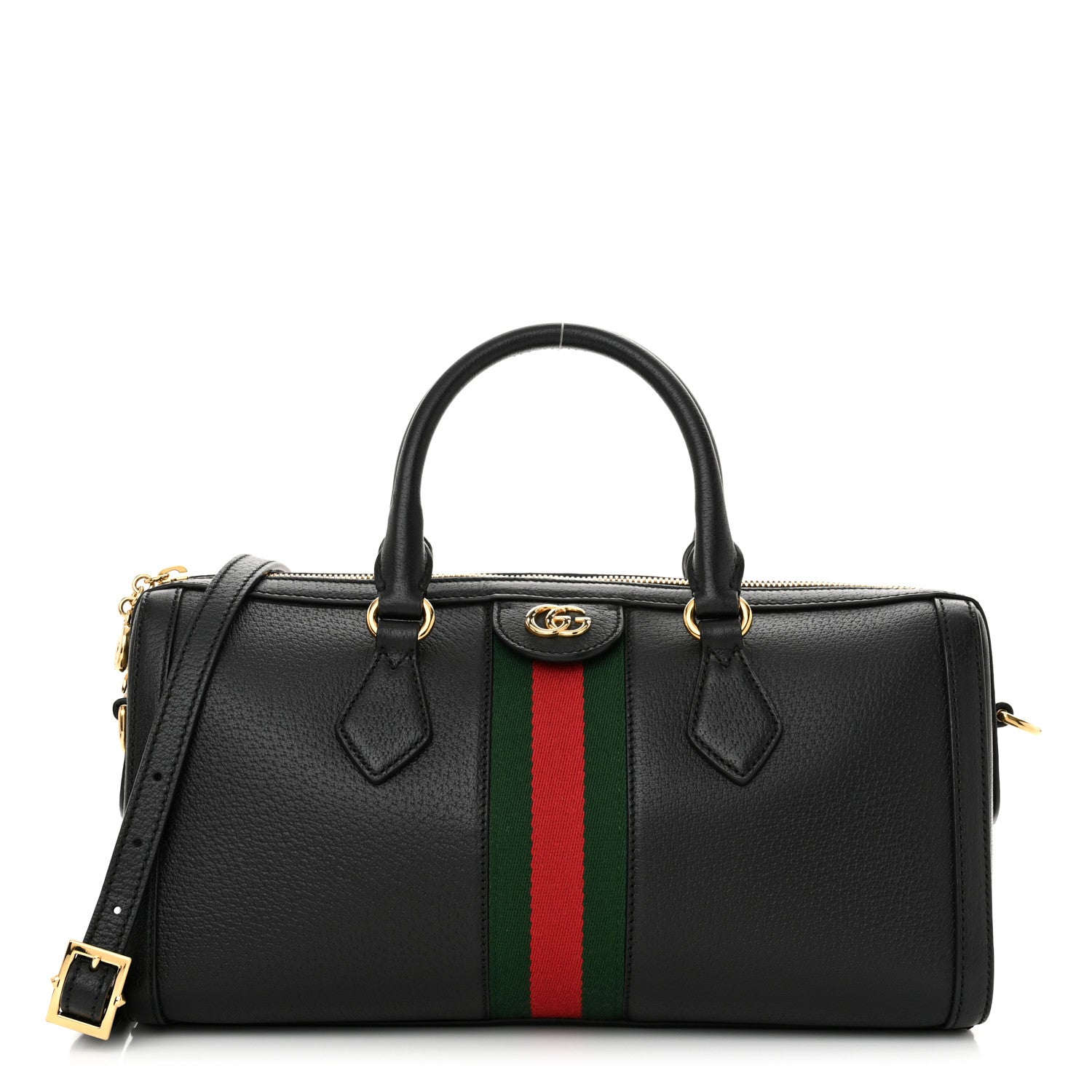 Gucci Textured Dollar Calfskin Web Medium Ophidia Boston Black 1 of 10