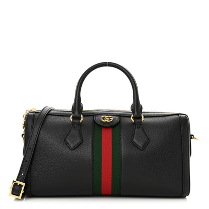 Gucci Textured Dollar Calfskin Web Medium Ophidia Boston Black 1 of 10