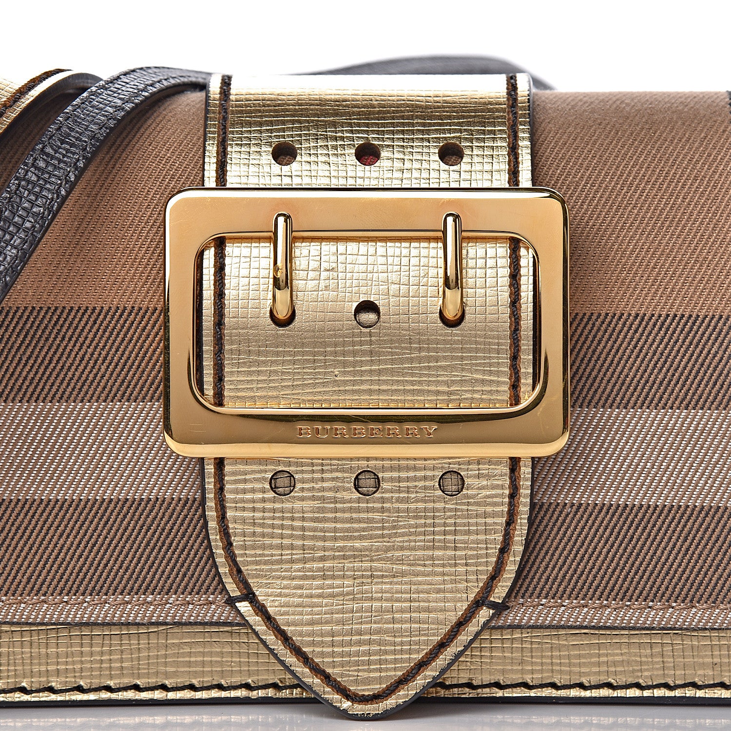Burberry Metallic Calfskin Check Small Madison Buckle Bag Gold 11 of 11