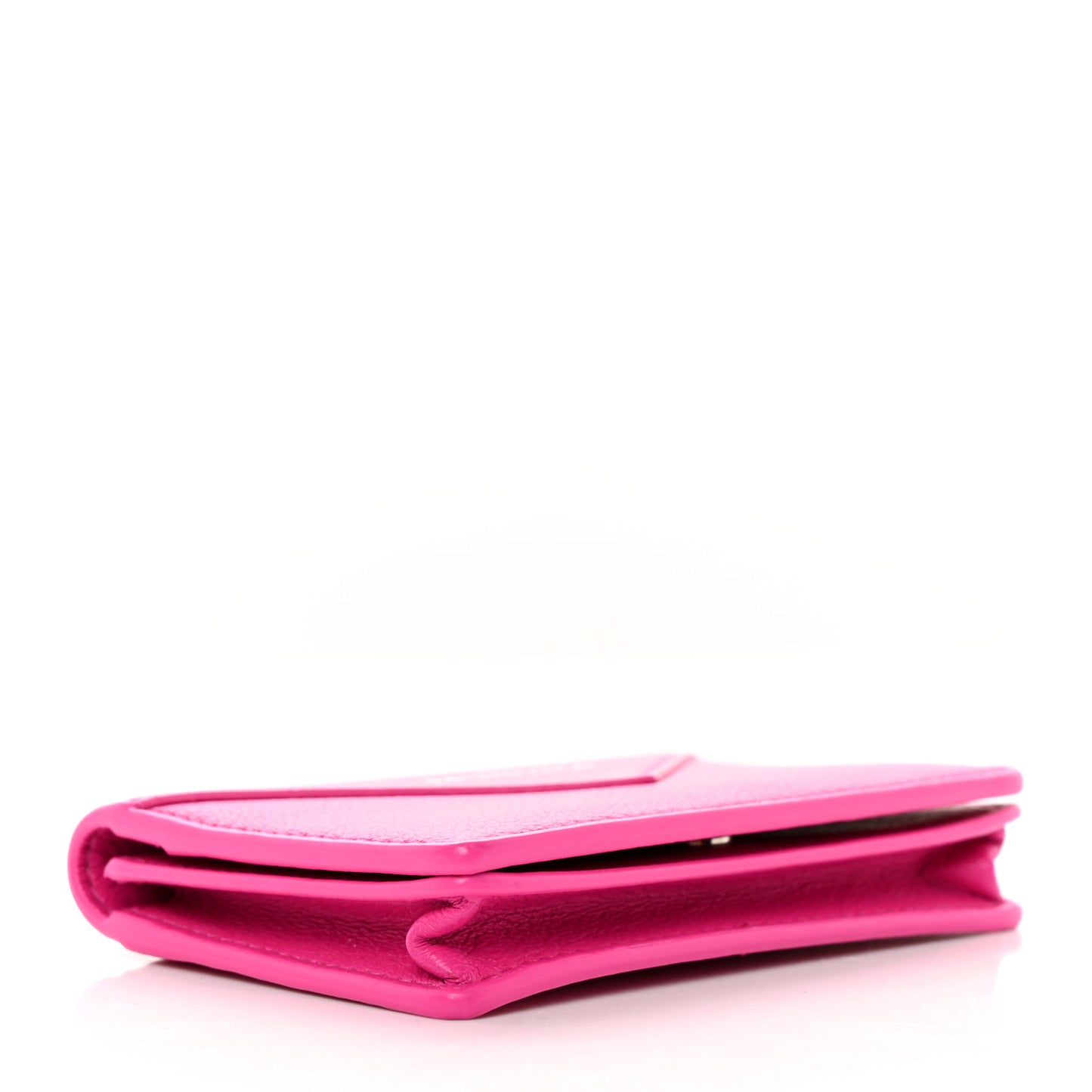 Smooth Calfskin Papier Flap Card Holder Rose Magenta