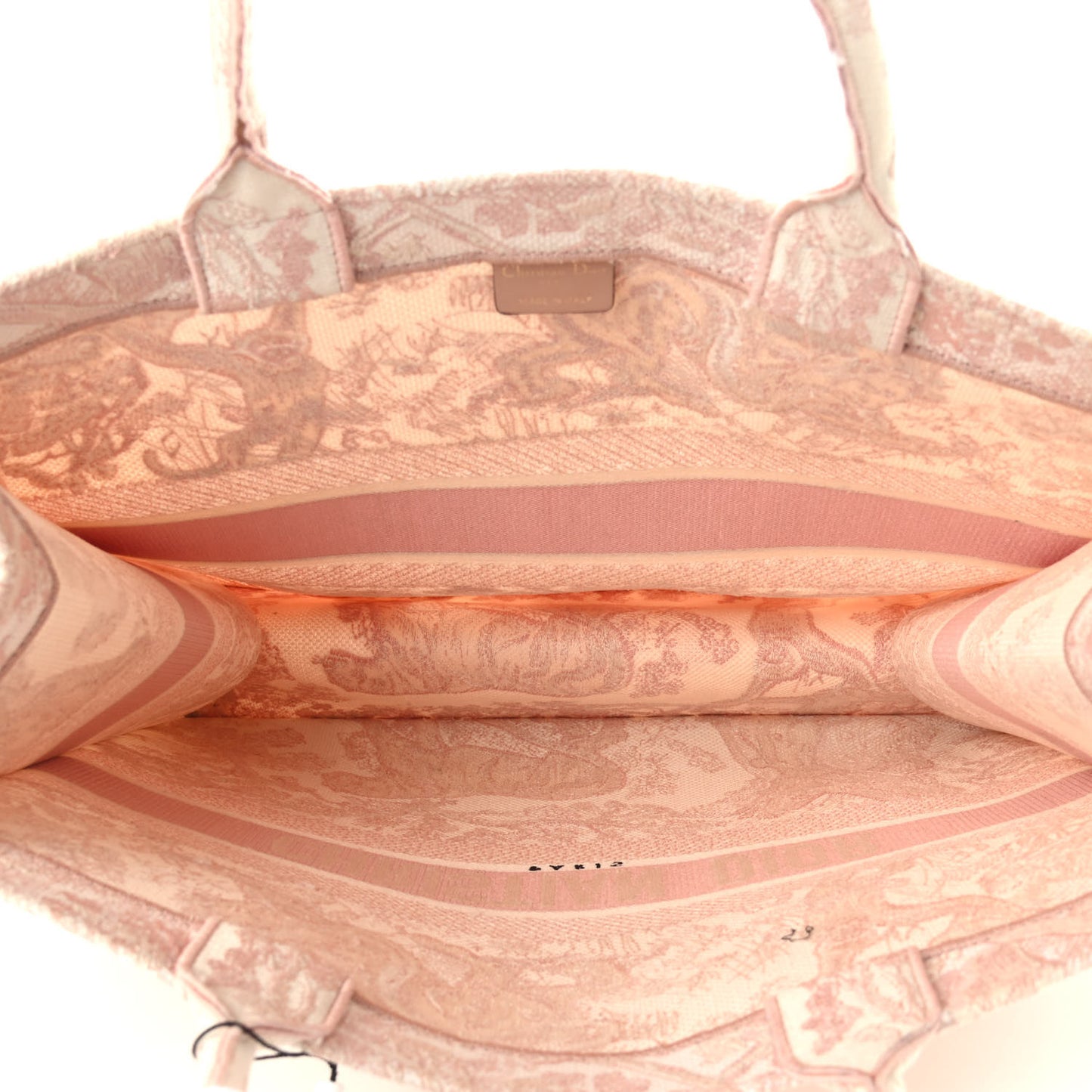 Canvas Toile De Jouy Embroidered Large Book Tote Pink