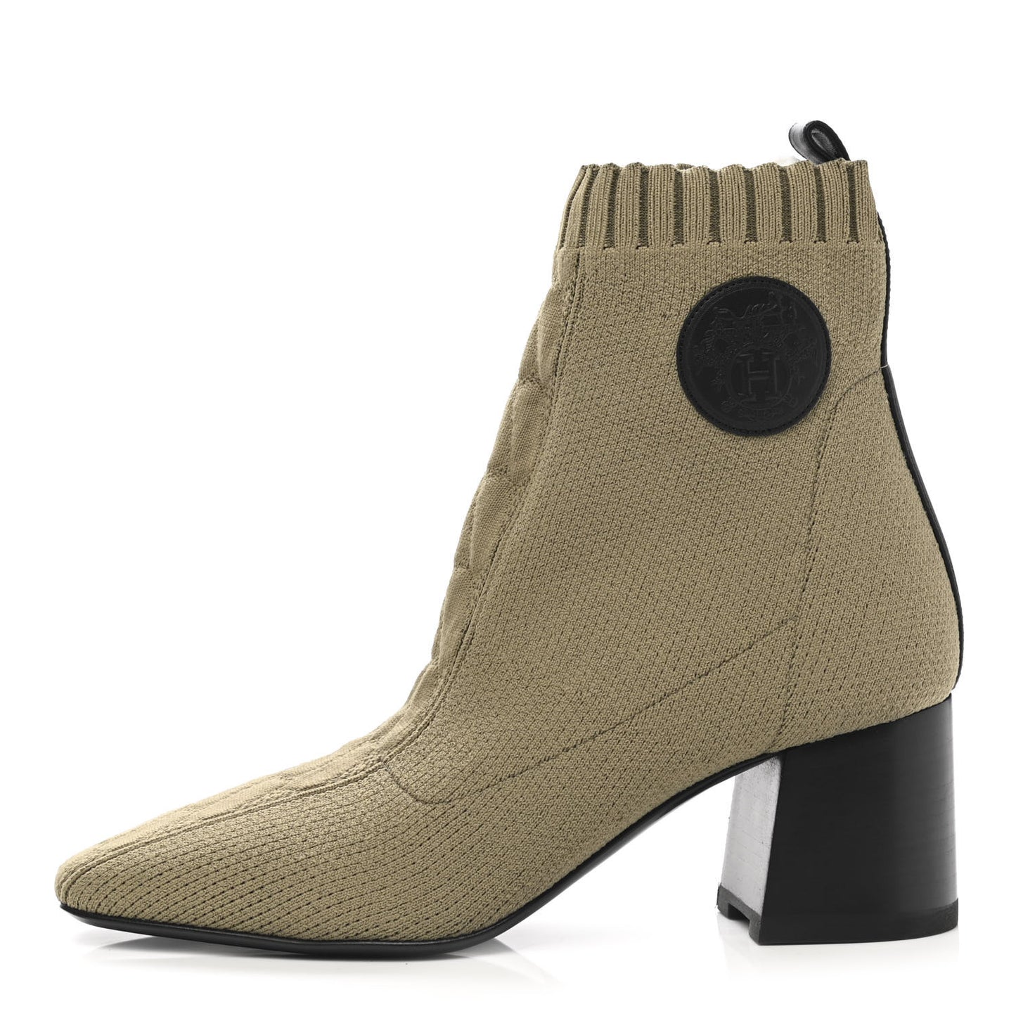 Knit Calfskin Volver 60 Ankle Boots 37 Vert Sapin