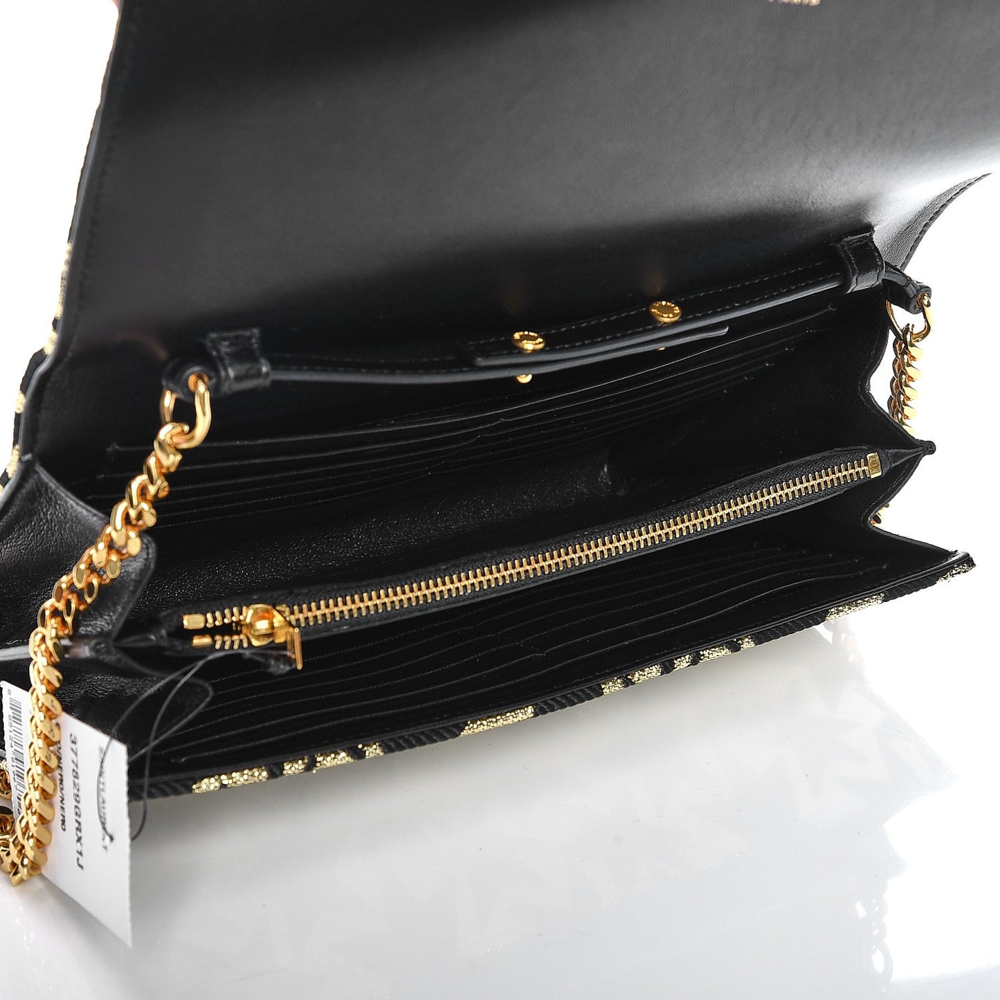 Canvas Star Print Monogram Chain Wallet Gold Black
