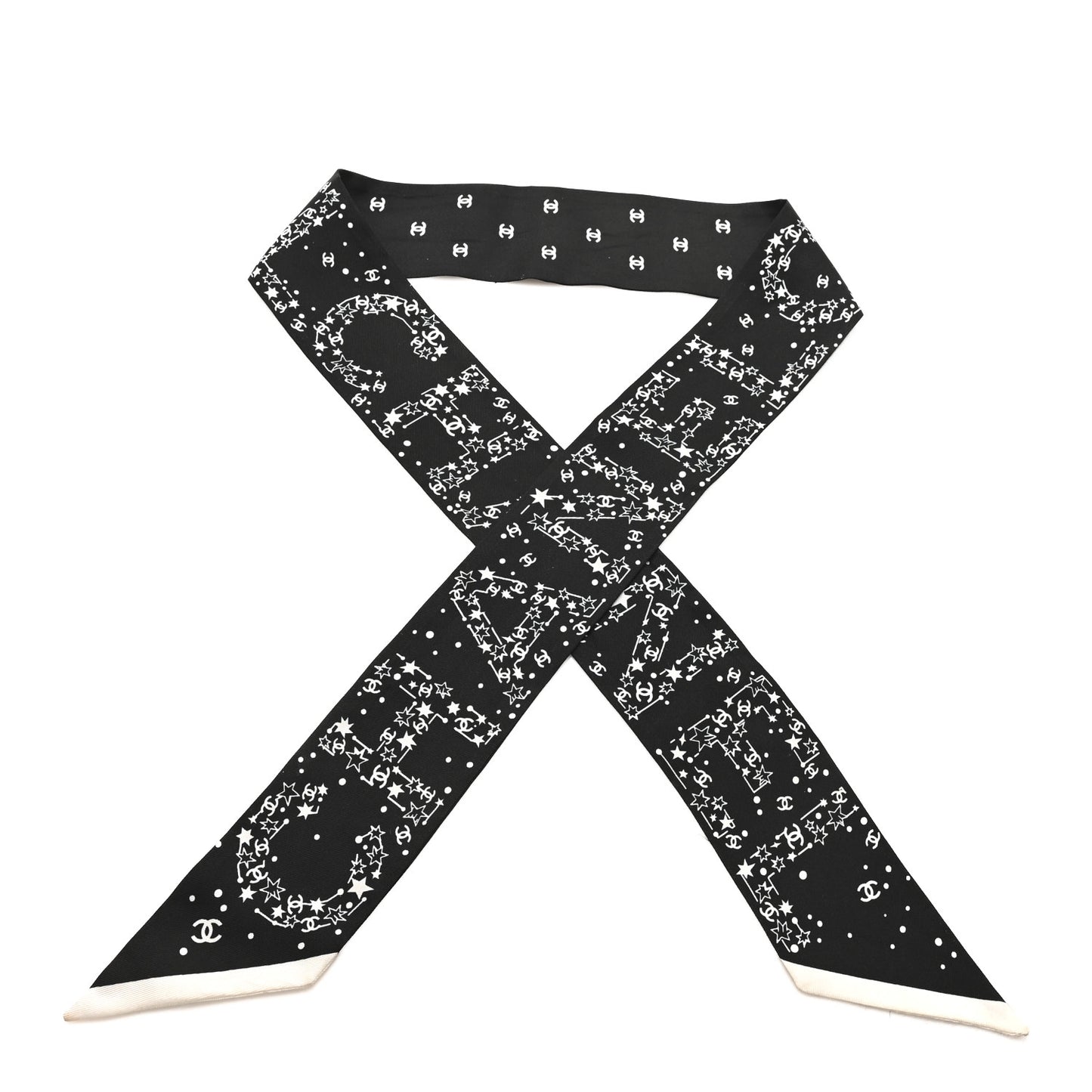 Silk Star Logo Slim Bandeau Scarf Black