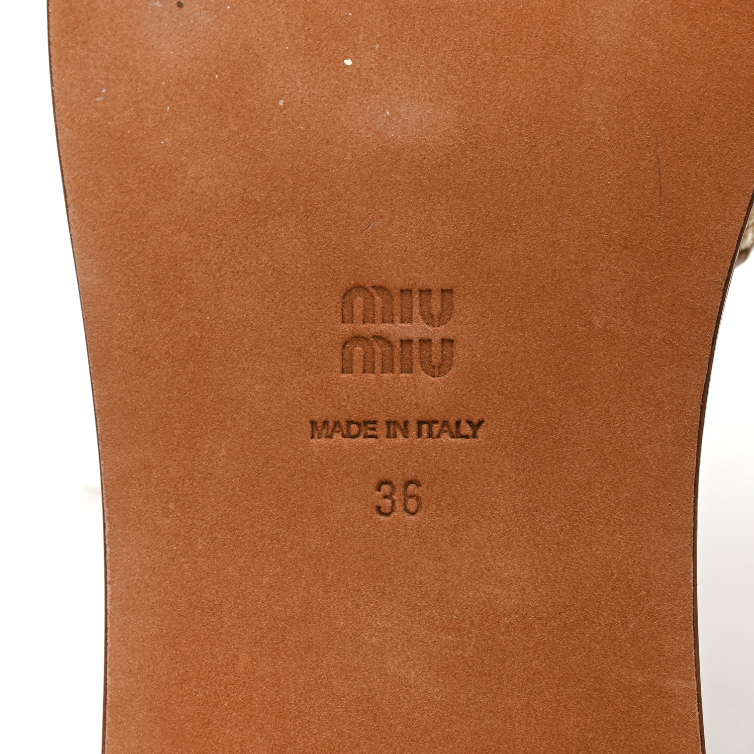 Miu Miu Stuoia Raffia Calfskin Logo Sandals 36 Naturale 7 of 9