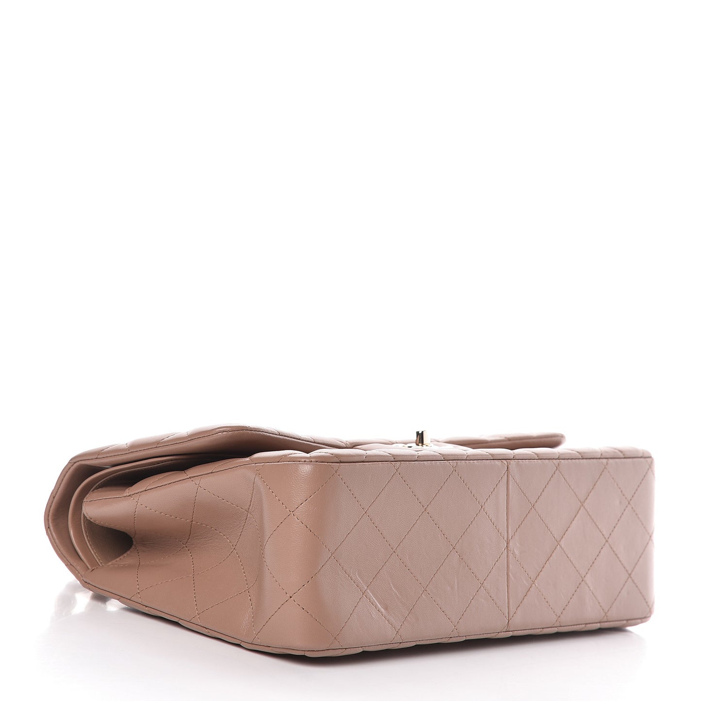 Lambskin Quilted Jumbo Double Flap Dark Beige