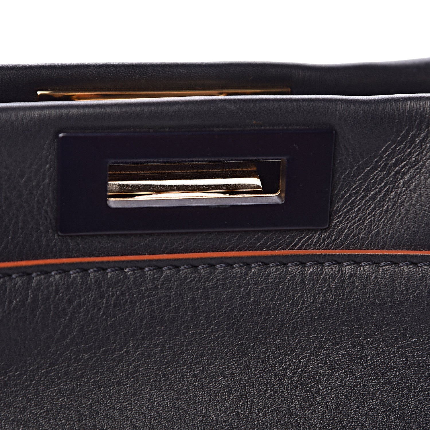 Fendi Vitello Seta Burro Medium Peekaboo Iconic Satchel Blue Notte Plaster 9 of 15