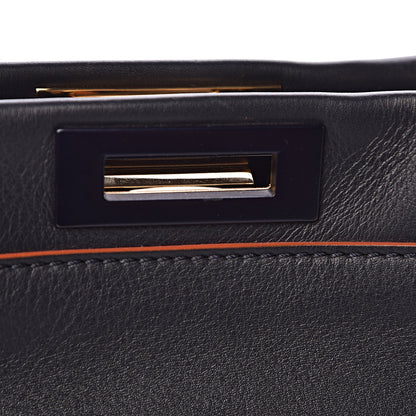 Fendi Vitello Seta Burro Medium Peekaboo Iconic Satchel Blue Notte Plaster 9 of 15