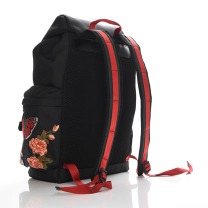 Gucci Techno Canvas Web L'Aveugle Par Amour Embroidered Double Buckle Backpack Black 3 of 10