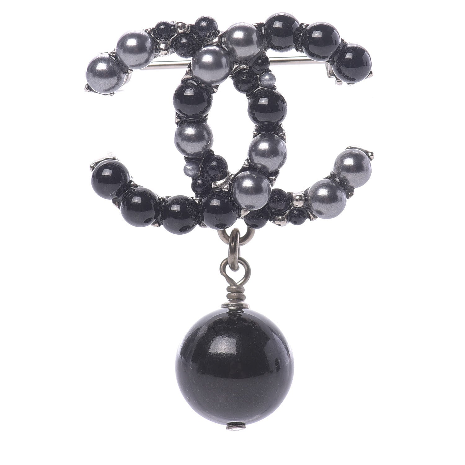 Chanel Pearl Beaded Drop Brooch Black 1 of 5