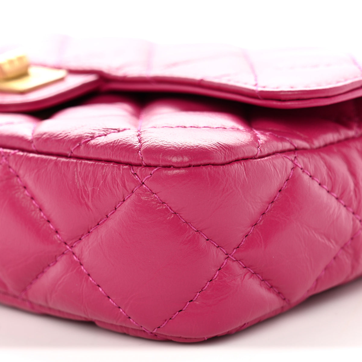 Chanel Aged Calfskin Quilted 2.55 Reissue Phone Holder With Chain Fuchsia 12 of 13
