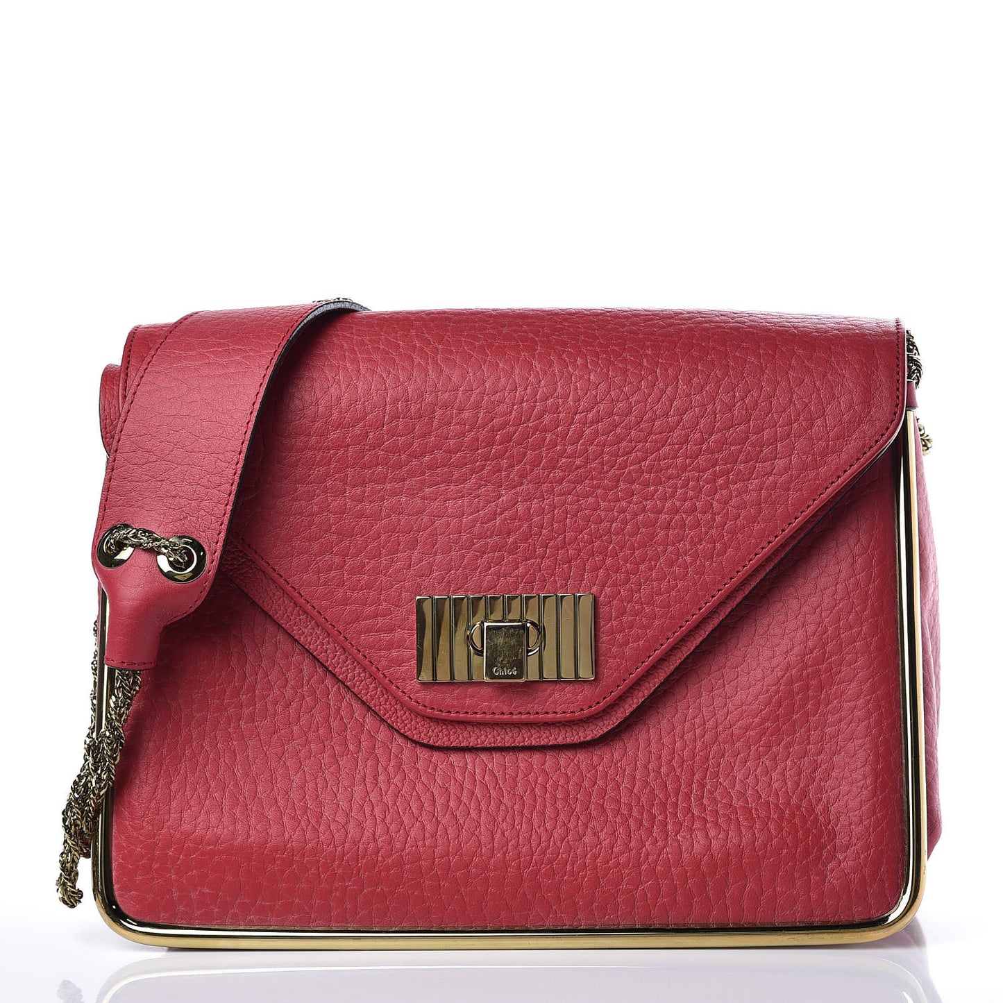 Grained Calfskin Medium Sally Flap Bag Red