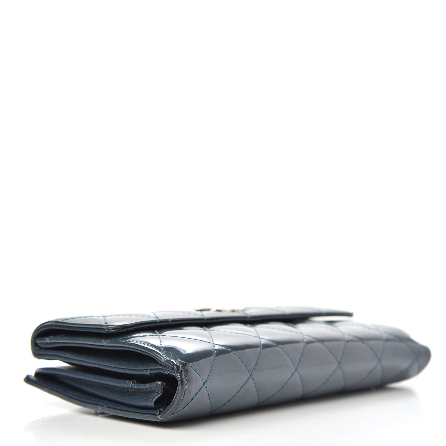 Chanel Patent Quilted Brilliant Flap Wallet Royal Blue 4 of 18