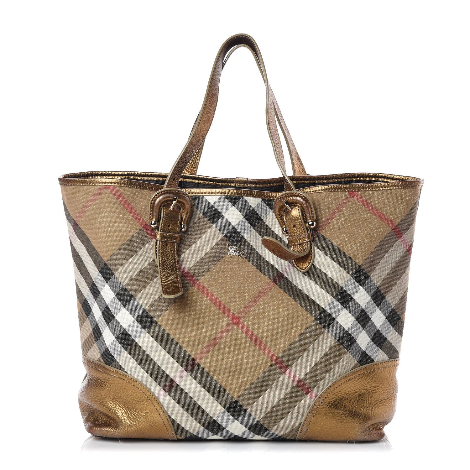 Burberry Shimmer Check Byron Tote Gold 1 of 13