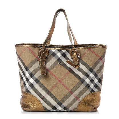 Burberry Shimmer Check Byron Tote Gold 1 of 13
