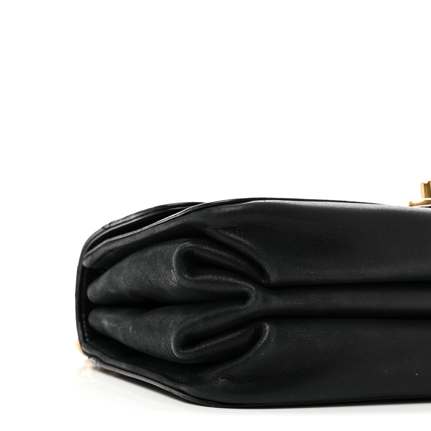 Iridescent Calfskin Quilted Small Straight Lined Flap Black