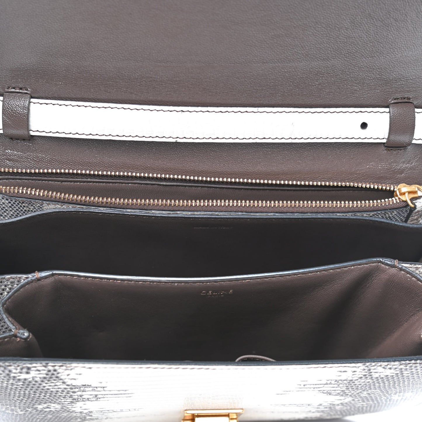 Lizard Medium Classic Box Flap Bag Natural