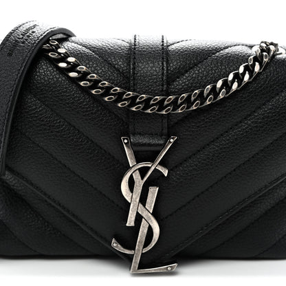 Saint Laurent Grained Calfskin Matelasse Chevron Classic Monogram Baby Chain Bag Black 8 of 10