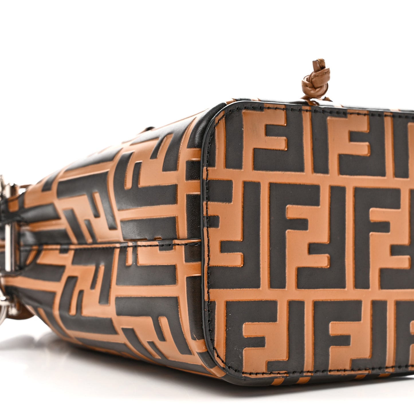 Vitello Liberty F is Fendi Bi-Color FF 1974 Embossed Mini Mon Tresor Bucket Bag Tobaco Orzo