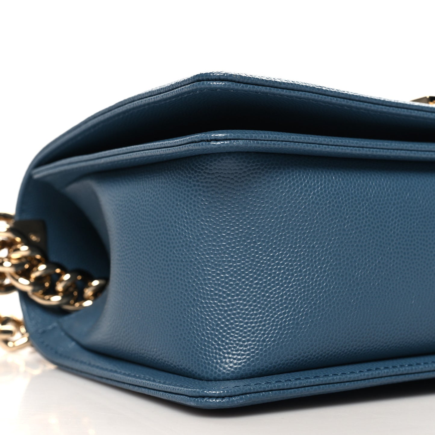 Caviar Chevron Quilted Medium Boy Flap Blue