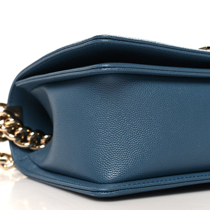 Chanel Caviar Chevron Quilted Medium Boy Flap Blue 9 of 11