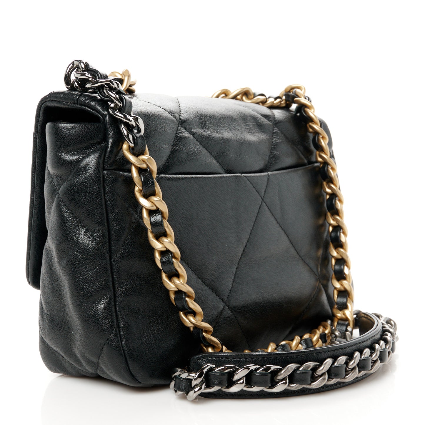 Goatskin Quilted Medium Chanel 19 Flap Black