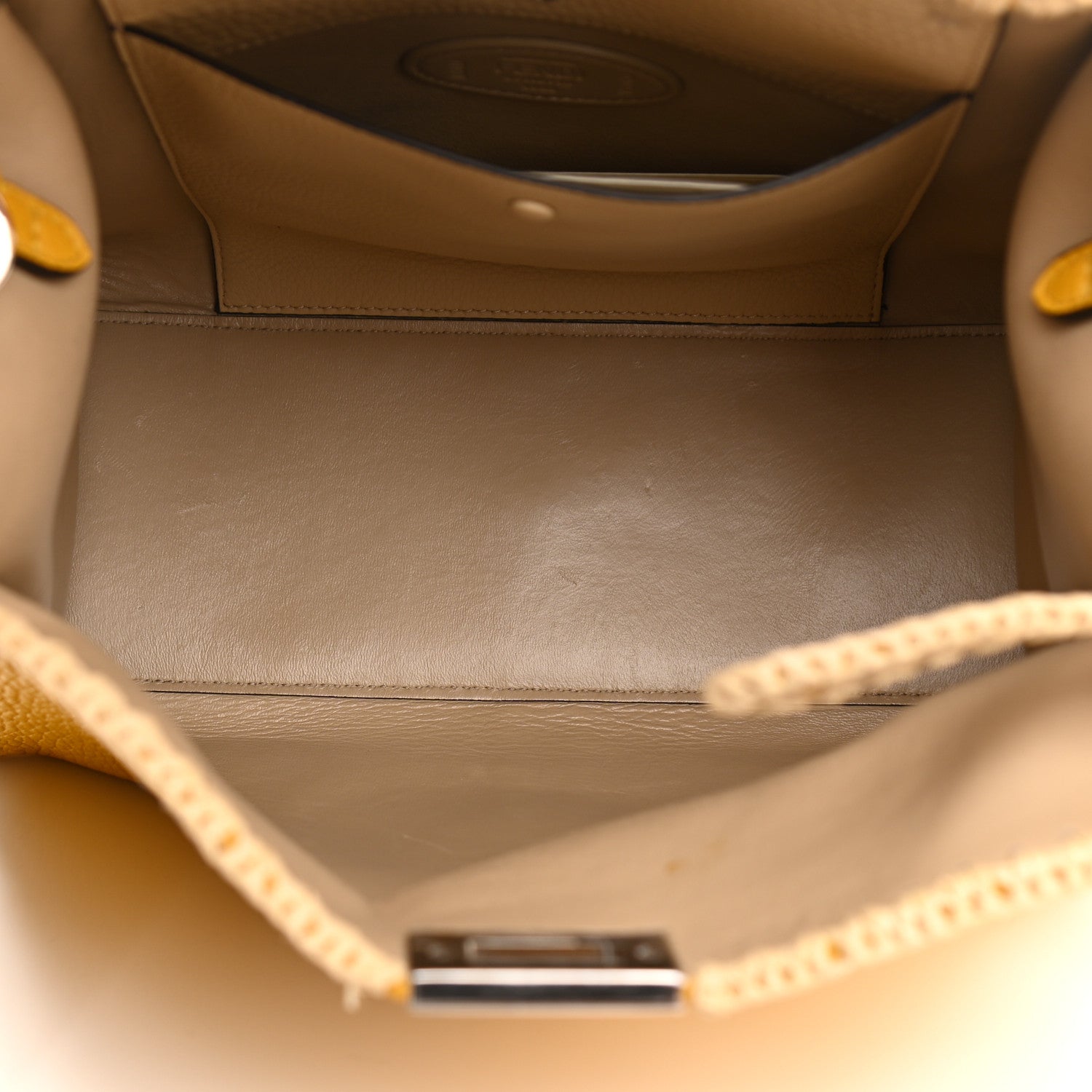 Fendi Cuoio Romano Selleria Raffia Bi-Color Woven Medium Peekaboo X-Lite Sunflower Paglia 8 of 25