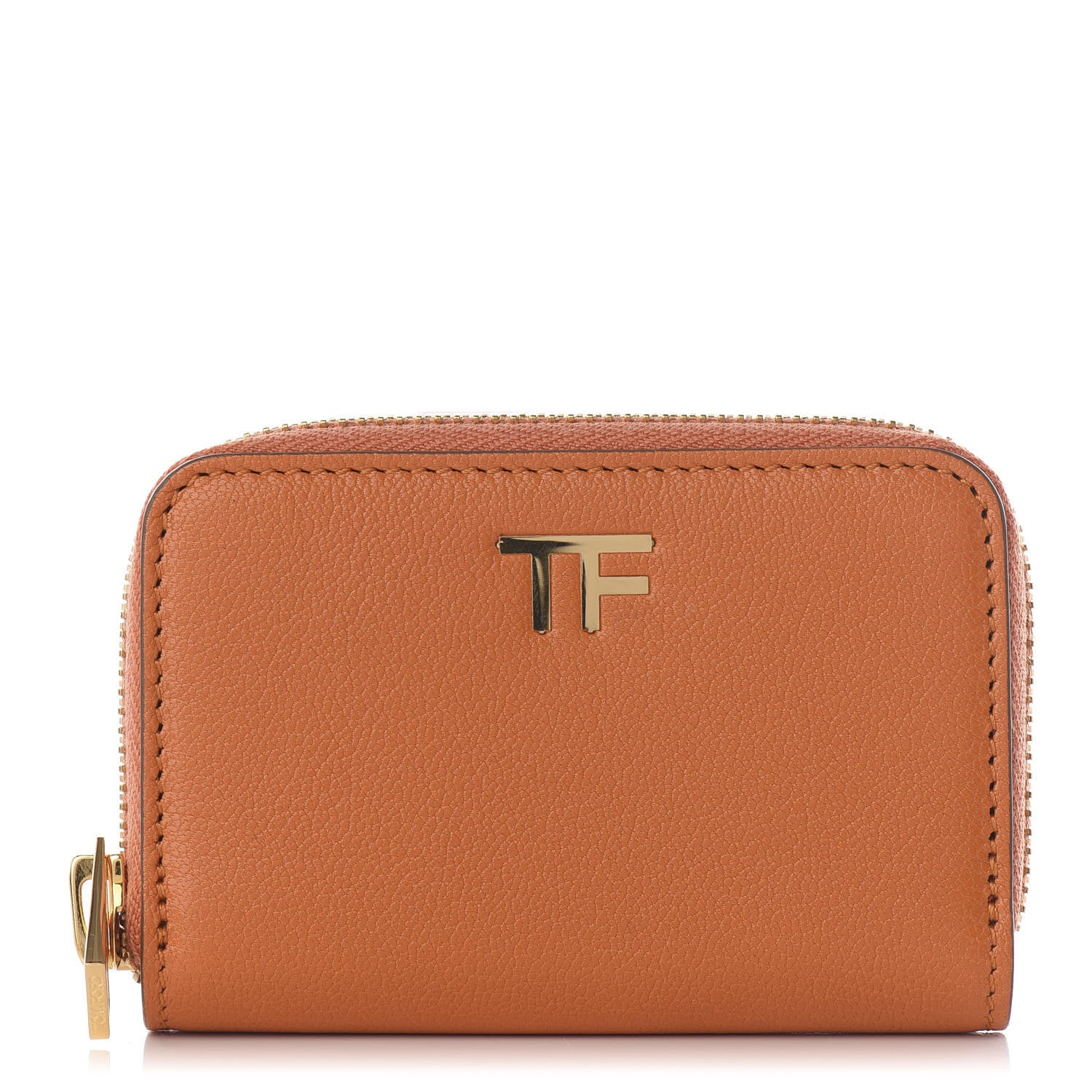 Tom Ford Calfskin Zip Coin Purse Orange 1 of 9
