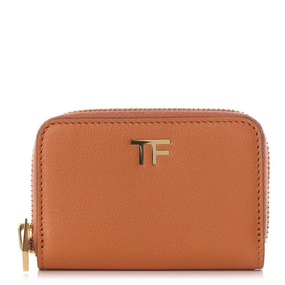 Tom Ford Calfskin Zip Coin Purse Orange 1 of 9