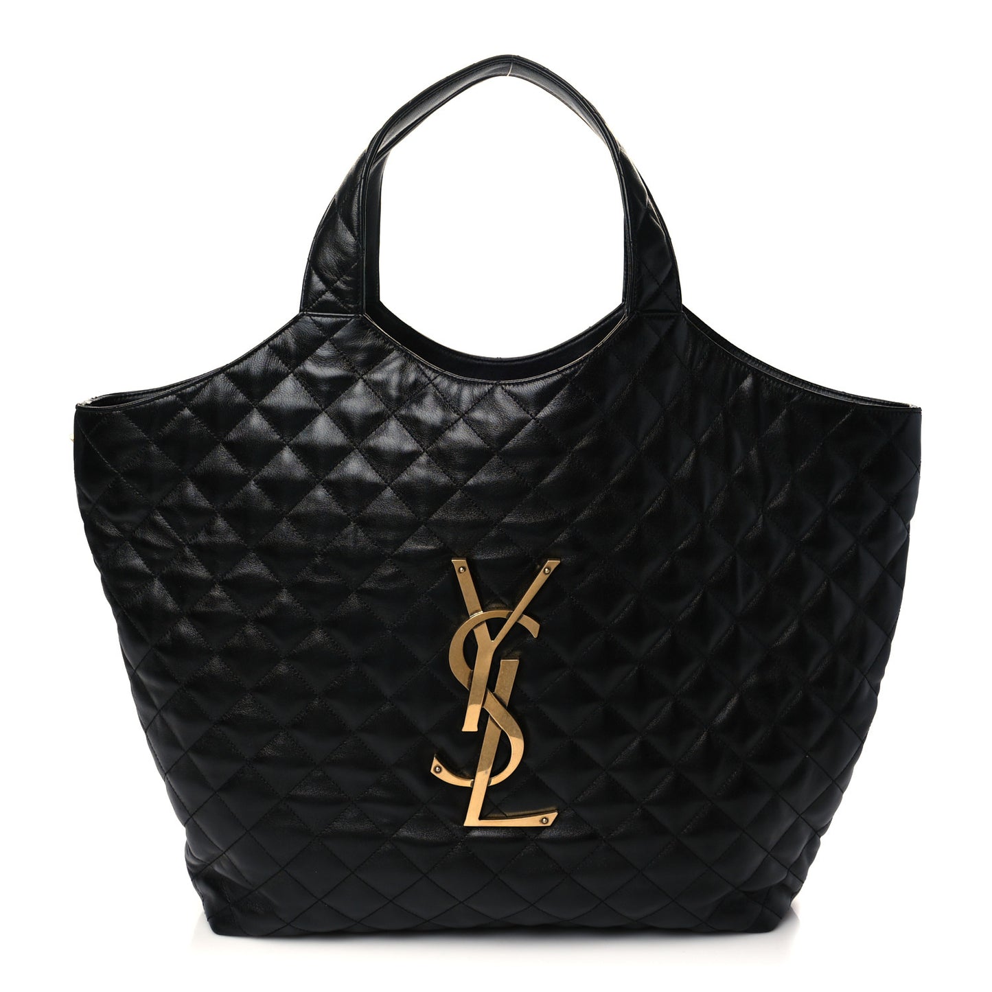 Lambskin Quilted Maxi Icare Shopping Tote Black
