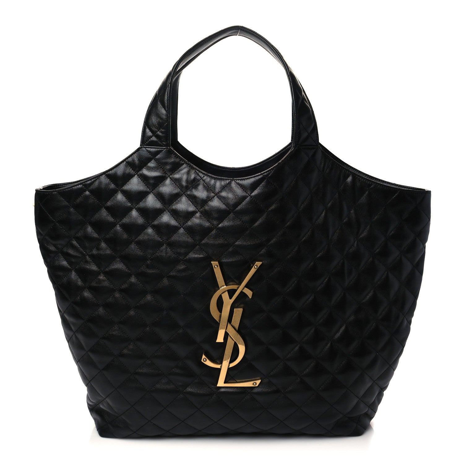 Saint Laurent Lambskin Quilted Maxi Icare Shopping Tote Black 3 of 7