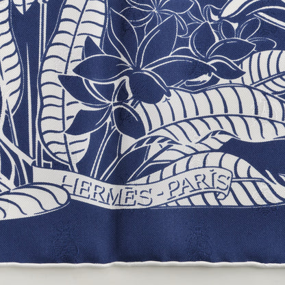 Hermes Silk Tatouage Flamingo Party Scarf 90 Bleu White 5 of 6