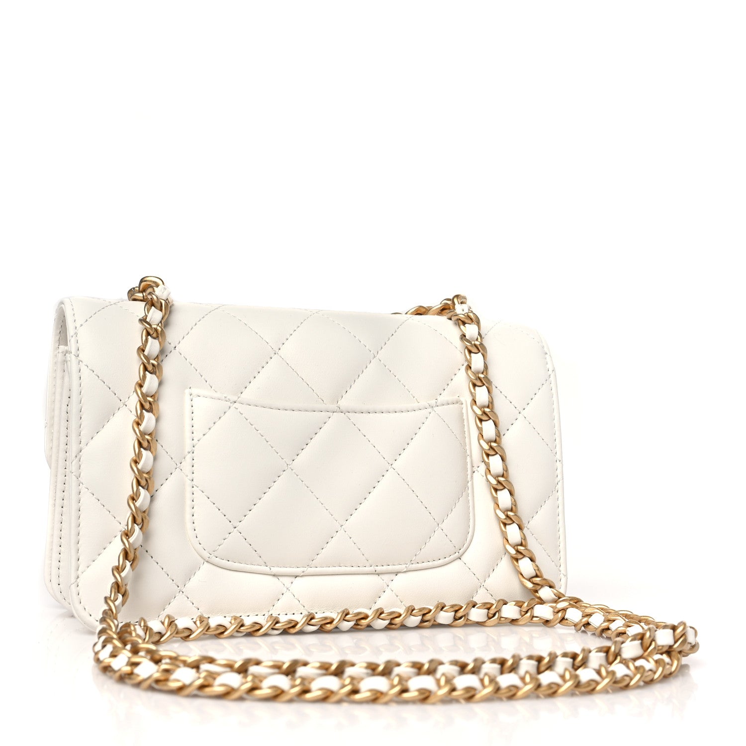Chanel Calfskin Quilted Mini Dual Handle Chain Flap Bag White 3 of 9
