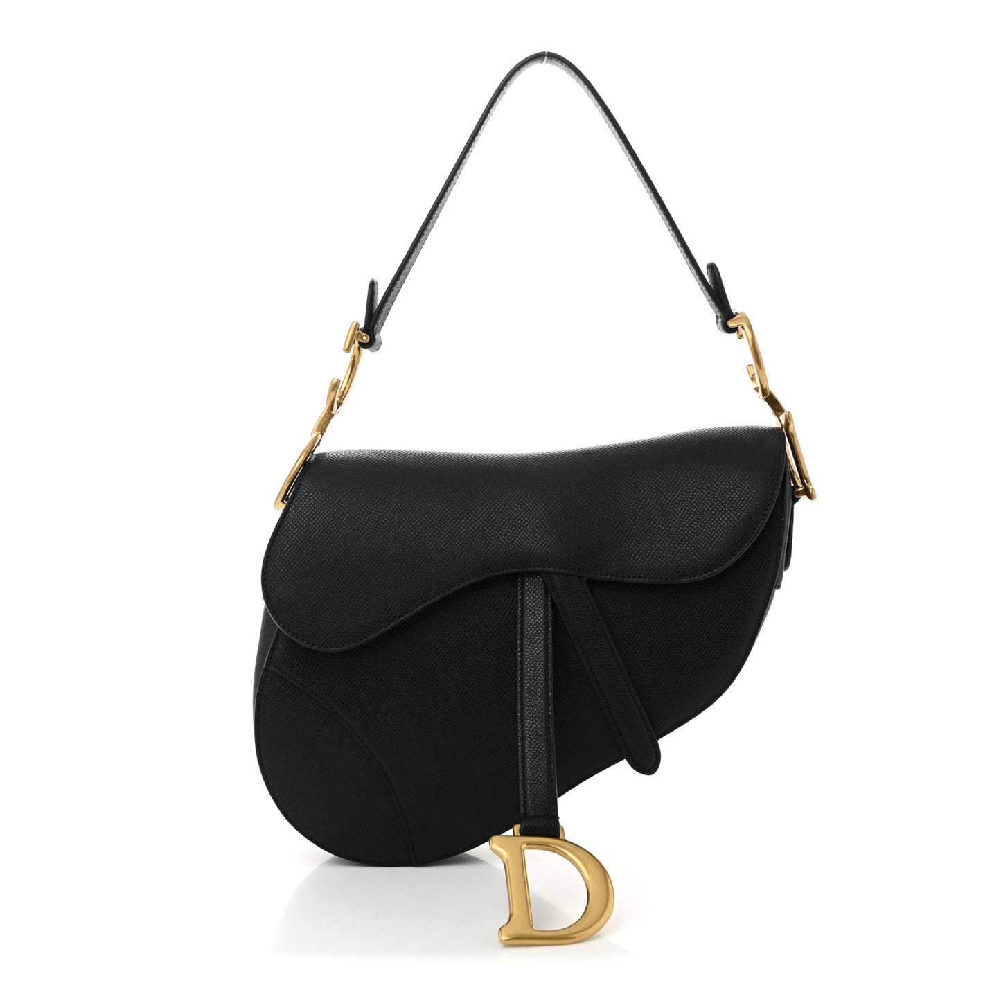 Grained Calfskin Saddle Bag Black