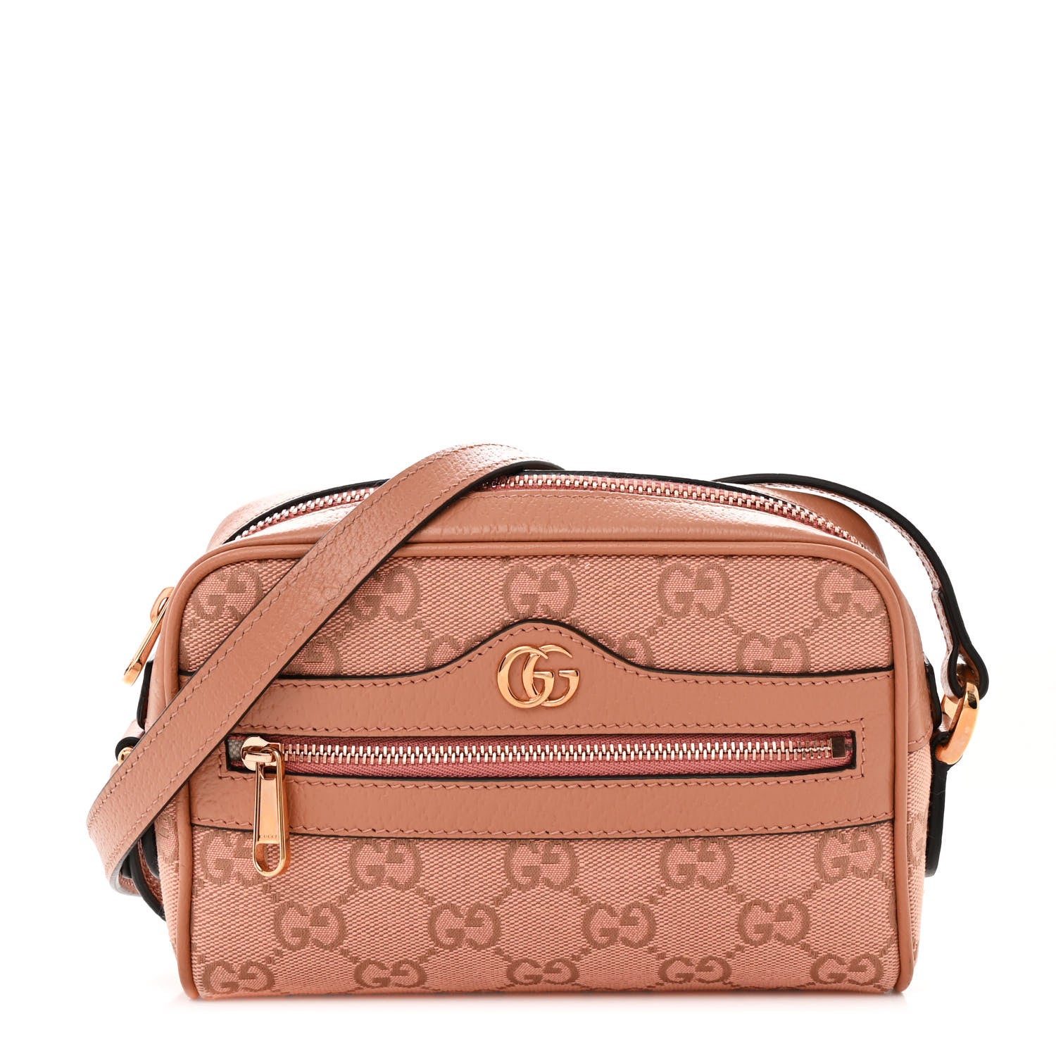 Gucci Monogram Textured Dollar Calfskin Mini Ophidia Shoulder Bag Cloche Rose Pink 1 of 11